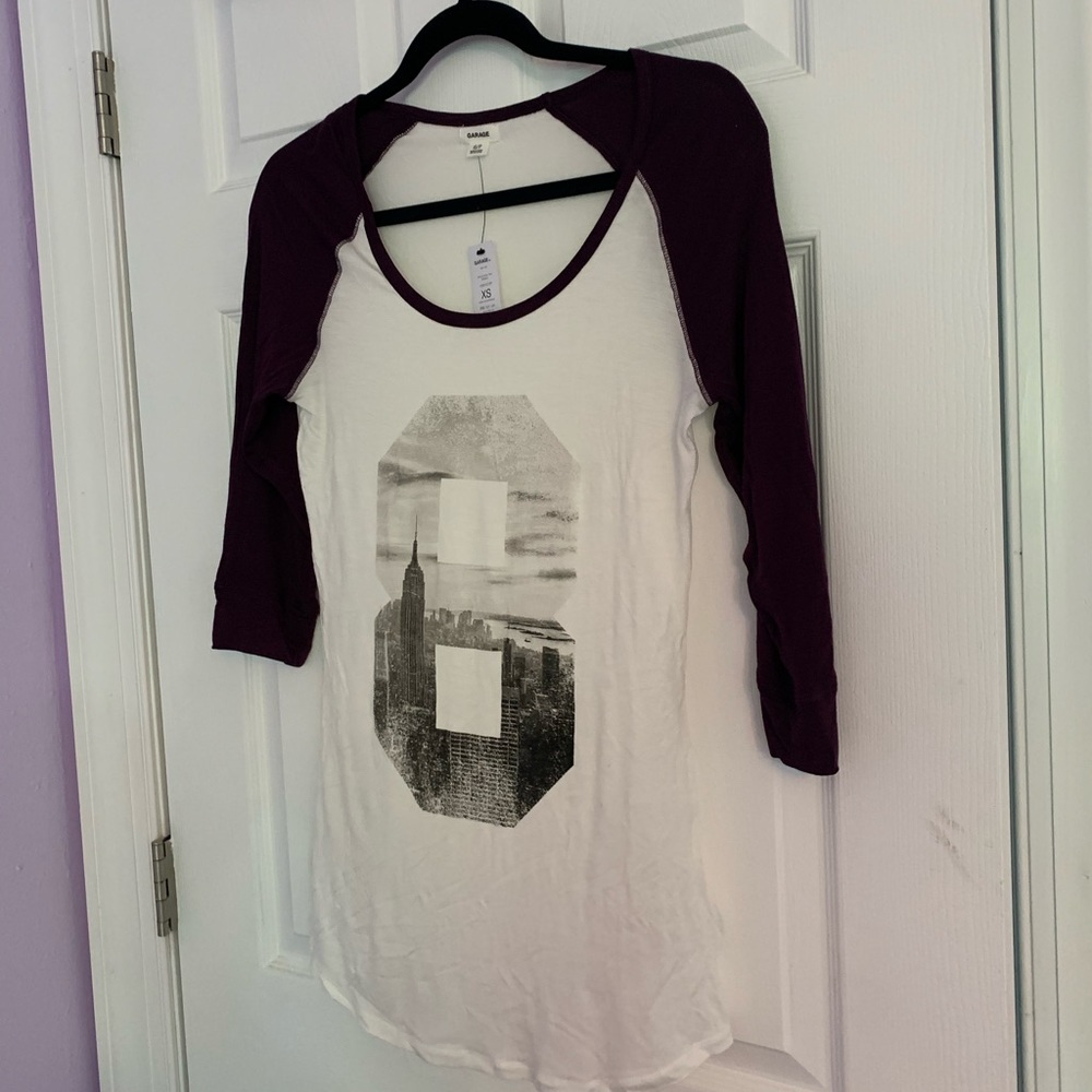 NWT Garage XS 8 Photo Baseball Style Tunic